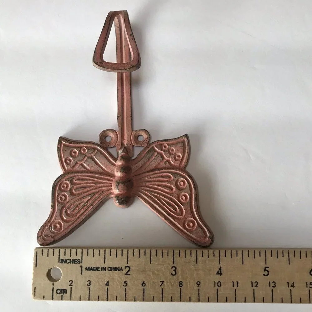 Vintage Cast Iron Wall Hook Decoration Butterfly Decor Victorian Fairy Rustic